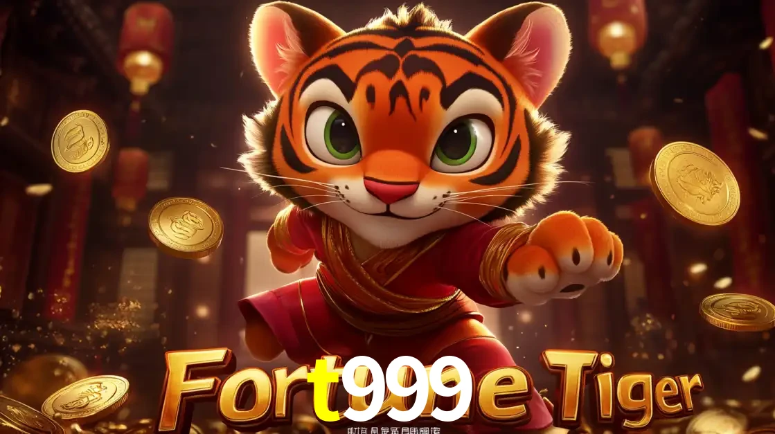 O carismático mascote do jogo de slot Fortune Tiger, um tigre fofo em pose de artes marciais, pronto para trazer sorte e multiplicadores de ganhos no cassino online t999.