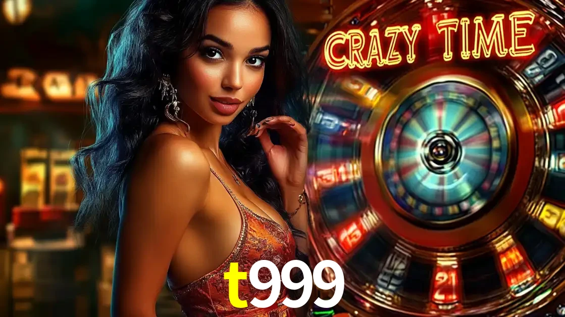 Mulher elegante ao lado da vibrante roda da fortuna do jogo de cassino ao vivo Crazy Time, um dos game shows mais populares e cheios de prêmios do t999.